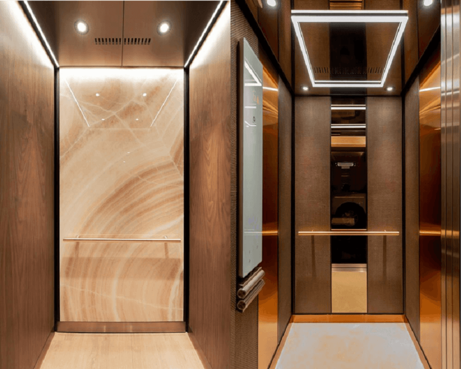 Cabin thang máy được thiết kế sang trọng